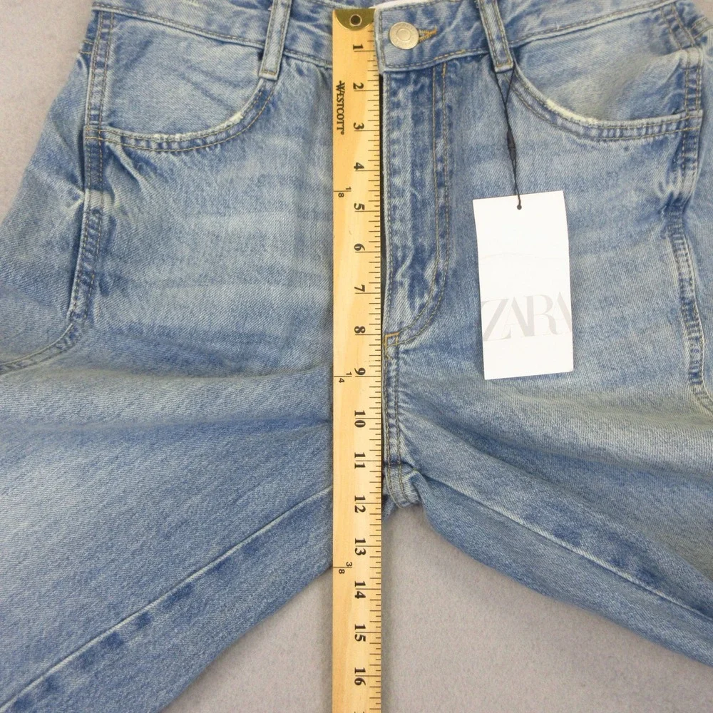 Zara Jeans NWT Women 6 Blue Light Wash Cargo Pocket High-Rise Loose Back Flaps - Picture 9 of 11